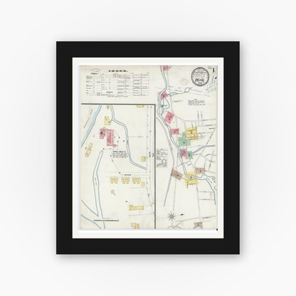 Old map wall art mockup — black gallery frame with white mat — Sanborn Fire Insurance Map from Dalton, Berkshire County, Massachusetts (1898) - Complete Map Set