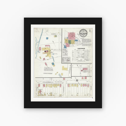 Old map wall art mockup — black gallery frame with white mat — Sanborn Fire Insurance Map from Shillington, Berks County, Pennsylvania (1920), Sheet #0001