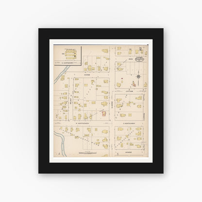 Old map wall art mockup — black gallery frame with white mat — Sanborn Fire Insurance Map from Sparta, Monroe County, Wisconsin (1922), Sheet #0002