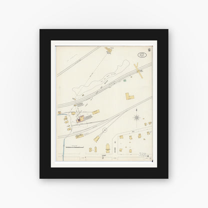 Old map wall art mockup — black gallery frame with white mat — Sanborn Fire Insurance Map from Ely, Saint Louis County, Minnesota (1897), Sheet #0002
