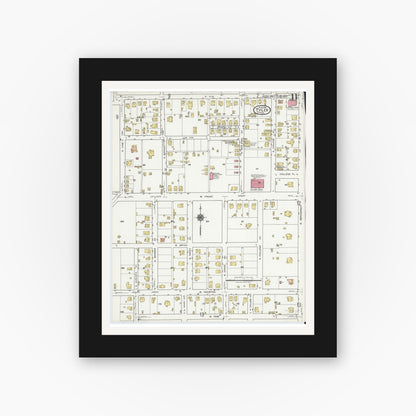 Old map wall art mockup — black gallery frame with white mat — Sanborn Fire Insurance Map from Tyler, Smith County, Texas (1919), Sheet #0011