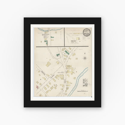 Old map wall art mockup — black gallery frame with white mat — Sanborn Fire Insurance Map from Wyalusing, Wyoming County, Pennsylvania (1885), Sheet #0001