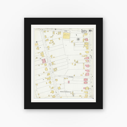 Old map wall art mockup — black gallery frame with white mat — Sanborn Fire Insurance Map from Danville, Independent Cities, Virginia (1904), Sheet #0010