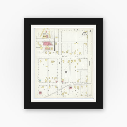Old map wall art mockup — black gallery frame with white mat — Sanborn Fire Insurance Map from Navarre, Stark County, Ohio (1911), Sheet #0004