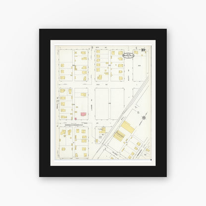Old map wall art mockup — black gallery frame with white mat — Sanborn Fire Insurance Map from Wichita Falls, Wichita County, Texas (1915), Sheet #0010