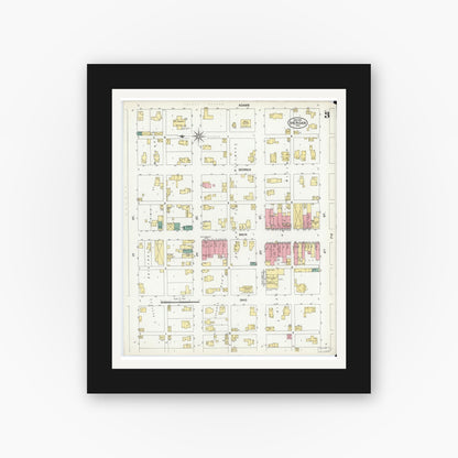 Old map wall art mockup — black gallery frame with white mat — Sanborn Fire Insurance Map from Sheridan, Hamilton County, Indiana (1902), Sheet #0003