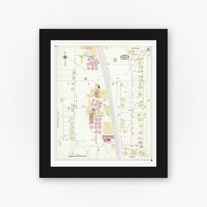 Old map wall art mockup — black gallery frame with white mat — Sanborn Fire Insurance Map from Toronto, Jefferson County, Ohio (1911), Sheet #0003