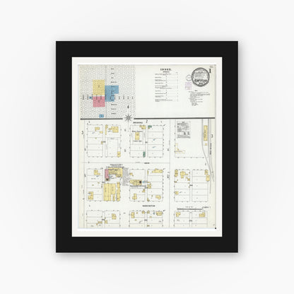 Old map wall art mockup — black gallery frame with white mat — Sanborn Fire Insurance Map from Hempstead, Waller County, Texas (1901) - Complete Map Set