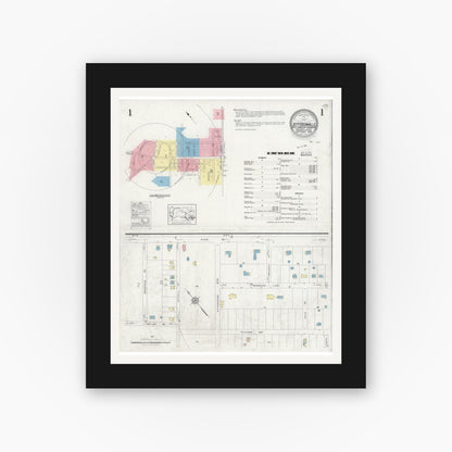 Old map wall art mockup — black gallery frame with white mat — Sanborn Fire Insurance Map from Jeffersonville, Montgomery County, Pennsylvania (1928) - Complete Map Set