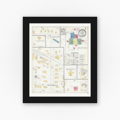Old map wall art mockup — black gallery frame with white mat — Sanborn Fire Insurance Map from Sodus, Wayne County, New York (1906) - Complete Map Set