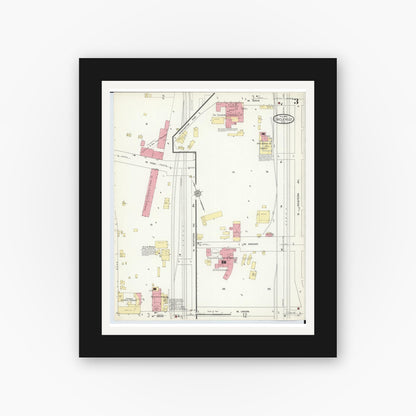 Old map wall art mockup — black gallery frame with white mat — Sanborn Fire Insurance Map from Circleville, Pickaway County, Ohio (1914), Sheet #0003