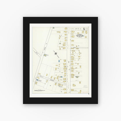 Old map wall art mockup — black gallery frame with white mat — Sanborn Fire Insurance Map from Swedesboro, Gloucester County, New Jersey (1920), Sheet #0005