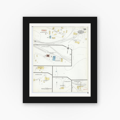 Old map wall art mockup — black gallery frame with white mat — Sanborn Fire Insurance Map from Ishpeming, Marquette County, Michigan (1917), Sheet #0020