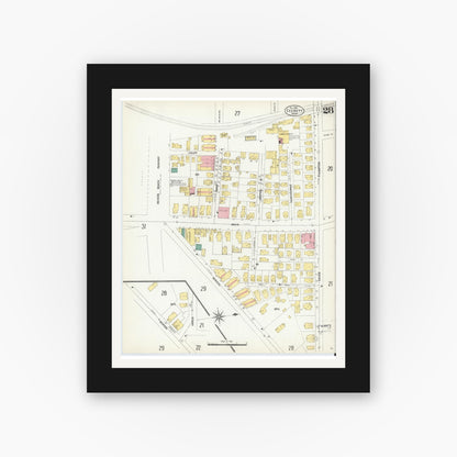 Old map wall art mockup — black gallery frame with white mat — Sanborn Fire Insurance Map from Everett, Middlesex County, Massachusetts (1903), Sheet #0028