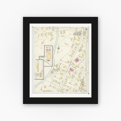 Old map wall art mockup — black gallery frame with white mat — Sanborn Fire Insurance Map from Columbus Grove, Putnam County, Ohio (1911), Sheet #0004