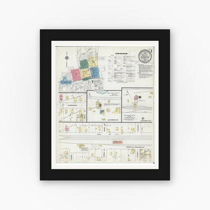 Old map wall art mockup — black gallery frame with white mat — Sanborn Fire Insurance Map from Sparta, Randolph County, Illinois (1910) - Complete Map Set