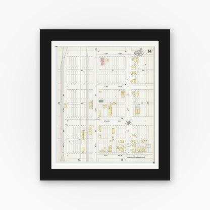 Old map wall art mockup — black gallery frame with white mat — Sanborn Fire Insurance Map from Ashland, Ashland County, Wisconsin (1901), Sheet #0014