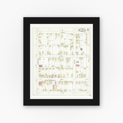 Old map wall art mockup — black gallery frame with white mat — Sanborn Fire Insurance Map from Montoursville, Lycoming County, Pennsylvania (1912), Sheet #0005