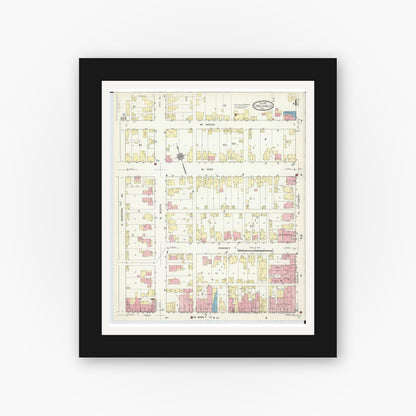 Old map wall art mockup — black gallery frame with white mat — Sanborn Fire Insurance Map from Circleville, Pickaway County, Ohio (1914), Sheet #0004