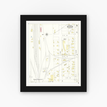 Old map wall art mockup — black gallery frame with white mat — Sanborn Fire Insurance Map from Washington, Washington County, Iowa (1909), Sheet #0005