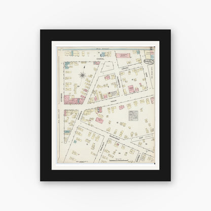 Old map wall art mockup — black gallery frame with white mat — Sanborn Fire Insurance Map from Mohawk, Herkimer County, New York (1884), Sheet #0002