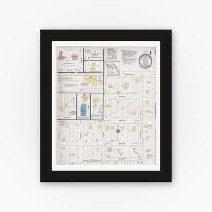 Old map wall art mockup — black gallery frame with white mat — Sanborn Fire Insurance Map from Ava, Douglas County, Missouri (1925) - Complete Map Set