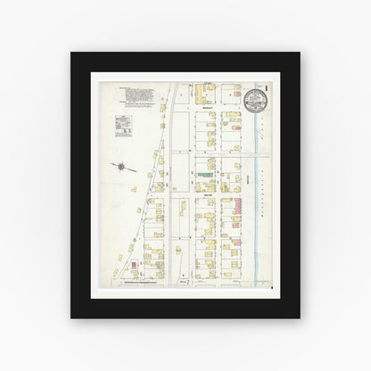 Old map wall art mockup — black gallery frame with white mat — Sanborn Fire Insurance Map from West Elizabeth, Allegheny County, Pennsylvania (1910) - Complete Map Set