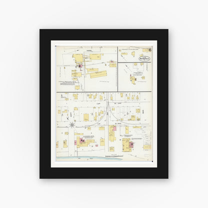 Old map wall art mockup — black gallery frame with white mat — Sanborn Fire Insurance Map from Metropolis, Massac County, Illinois (1902), Sheet #0006
