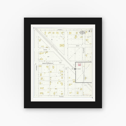 Old map wall art mockup — black gallery frame with white mat — Sanborn Fire Insurance Map from Gardner, Grundy County, Illinois (1913), Sheet #0004