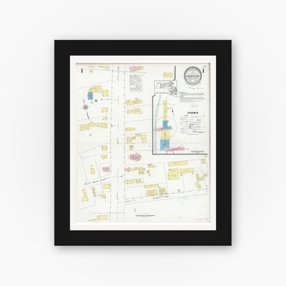 Old map wall art mockup — black gallery frame with white mat — Sanborn Fire Insurance Map from Sunderland, Franklin County, Massachusetts (1915), Sheet #0005
