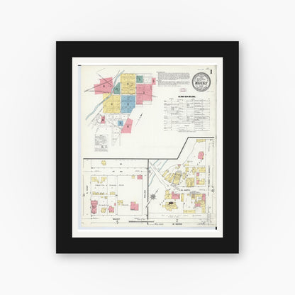 Old map wall art mockup — black gallery frame with white mat — Sanborn Fire Insurance Map from Waverly, Pike County, Ohio (1911) - Complete Map Set