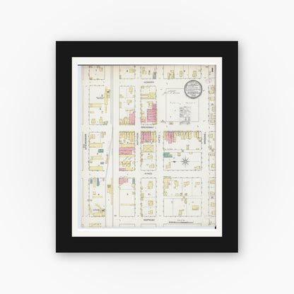 Old map wall art mockup — black gallery frame with white mat — Sanborn Fire Insurance Map from Newman, Douglas County, Illinois (1893) - Complete Map Set