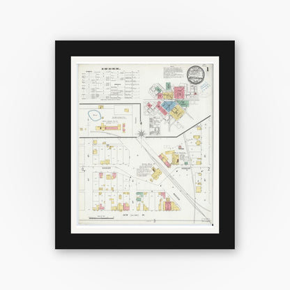 Old map wall art mockup — black gallery frame with white mat — Sanborn Fire Insurance Map from North Vernon, Jennings County, Indiana (1899) - Complete Map Set