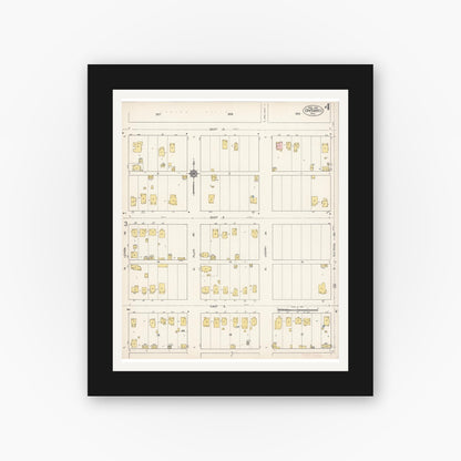Old map wall art mockup — black gallery frame with white mat — Sanborn Fire Insurance Map from Ontario, San Bernardino County, California (1912), Sheet #0004