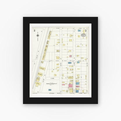 Old map wall art mockup — black gallery frame with white mat — Sanborn Fire Insurance Map from Dania, Broward County, Florida (1924), Sheet #0002