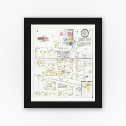 Old map wall art mockup — black gallery frame with white mat — Sanborn Fire Insurance Map from Lakeview, Logan County, Ohio (1929) - Complete Map Set