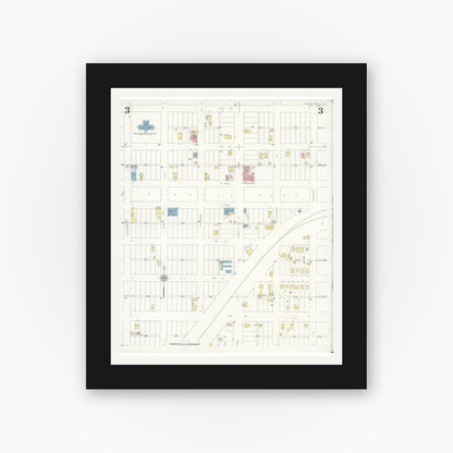Old map wall art mockup — black gallery frame with white mat — Sanborn Fire Insurance Map from Okeechobee, Okeechobee County, Florida (1933), Sheet #0003
