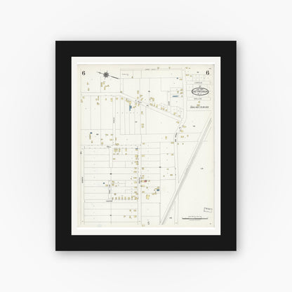 Old map wall art mockup — black gallery frame with white mat — Sanborn Fire Insurance Map from East Paterson, Bergen County, New Jersey (1925), Sheet #0006