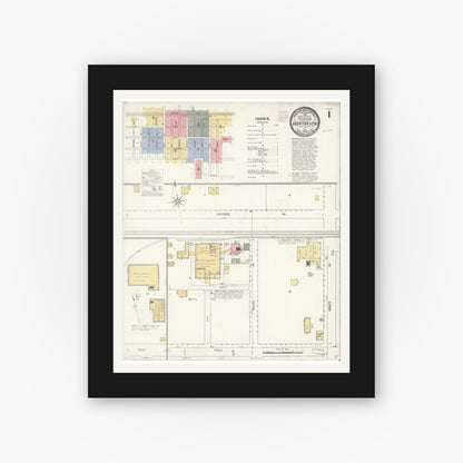 Old map wall art mockup — black gallery frame with white mat — Sanborn Fire Insurance Map from Mountain View, Santa Clara County, California (1908) - Complete Map Set