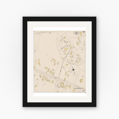 Old map wall art mockup — black gallery frame with white mat — Sanborn Fire Insurance Map from Hilo, Hawaii County, Hawaii (1921), Sheet #0017