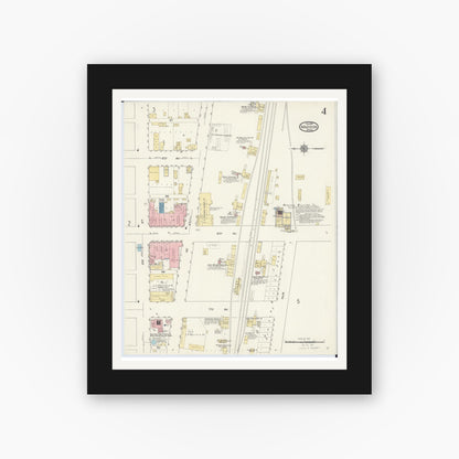 Old map wall art mockup — black gallery frame with white mat — Sanborn Fire Insurance Map from Madison, Lac Qui Parle County, Minnesota (1913), Sheet #0004