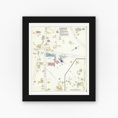 Old map wall art mockup — black gallery frame with white mat — Sanborn Fire Insurance Map from Stroudsburg, Monroe County, Pennsylvania (1912), Sheet #0025