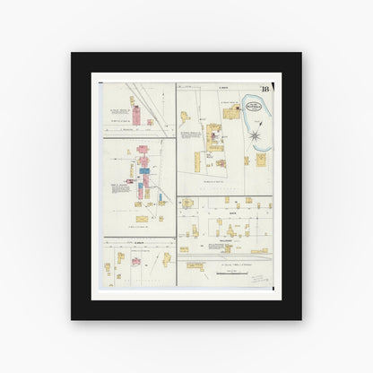 Old map wall art mockup — black gallery frame with white mat — Sanborn Fire Insurance Map from Norwalk, Huron County, Ohio (1906), Sheet #0018