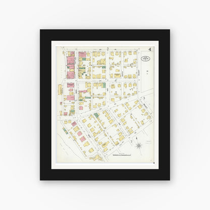 Old map wall art mockup — black gallery frame with white mat — Sanborn Fire Insurance Map from Irwin, Westmoreland County, Pennsylvania (1899), Sheet #0004