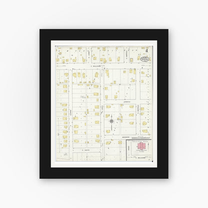 Old map wall art mockup — black gallery frame with white mat — Sanborn Fire Insurance Map from Marion, Williamson County, Illinois (1913), Sheet #0004