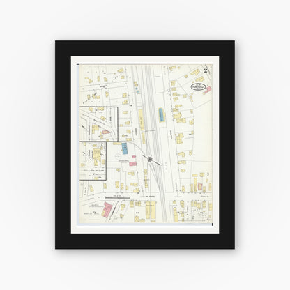 Old map wall art mockup — black gallery frame with white mat — Sanborn Fire Insurance Map from Painesville, Lake County, Ohio (1911), Sheet #0002