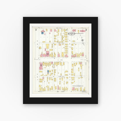 Old map wall art mockup — black gallery frame with white mat — Sanborn Fire Insurance Map from New Philadelphia, Tuscarawas County, Ohio (1926), Sheet #0002