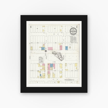 Old map wall art mockup — black gallery frame with white mat — Sanborn Fire Insurance Map from Okeechobee, Okeechobee County, Florida (1925), Sheet #0001