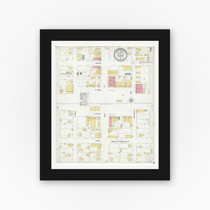 Old map wall art mockup — black gallery frame with white mat — Sanborn Fire Insurance Map from Herrin, Williamson County, Illinois (1902), Sheet #0001
