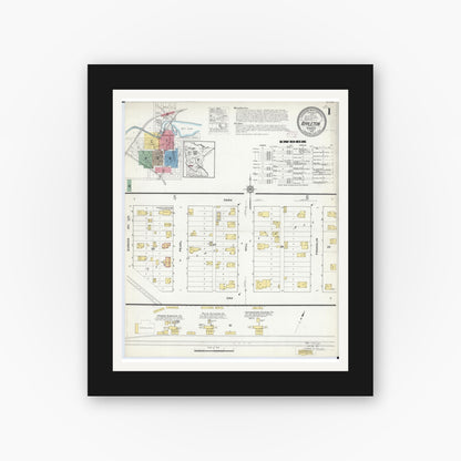 Old map wall art mockup — black gallery frame with white mat — Sanborn Fire Insurance Map from Appleton, Swift County, Minnesota (1915) - Complete Map Set